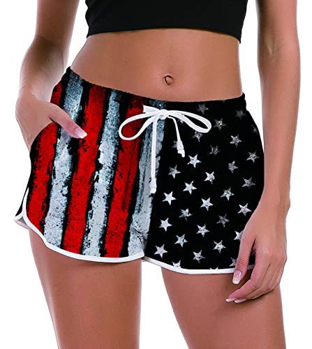 Goodstoworld Women's Drawstring Board Shorts Quick Dry Stretch Novelty Patterns Swimsuits Swimwear Bottoms XS-XXL