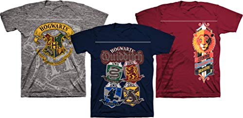 Book Cover HARRY POTTER Youth T-Shirt Hogwarts Quidditch Slytherin Gryffindor Ravenclaw Crest Tee Officially Licensed