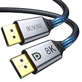 BUSOHE 8K Displayport Cable 1.4 2FT, DP to DP Cable (8K 60Hz, 4K 144Hz, 2K 240Hz 165Hz) 32.4Gbps Support for HDR, DSC 1.2, HBR3, Braided Display Port Cord for Gaming Monitor PC TV - 2 FT