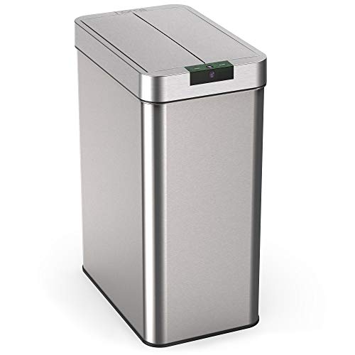 Book Cover hOmeLabs 21 Gallon Automatic Trash Can for Kitchen - Stainless Steel Garbage Can with No Touch Motion Sensor Butterfly Lid and Infrared Technology