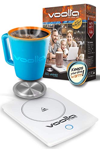 Coffee Warmer with Aluminum Pad for Concave Mugs - White Beverages and Candle Warmer for Men and Women with Automatic Turn On/Off - Also Works for Soup, Tea, Chocolate, Milk, and Cocoa