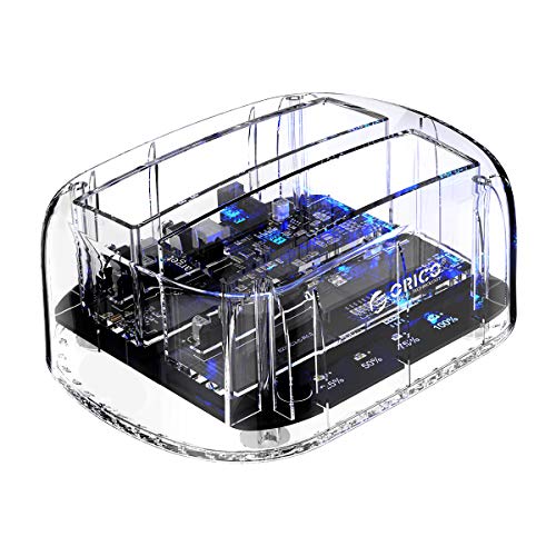 ORICO Hard Drive Docking Station, Laptop External Hard Drive Enclosure with USB 3.0 Port for SATA 2.5 and 3.5 Inch HDD SSD (Type-C + Offline Clone)