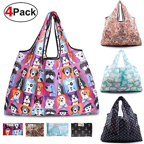 Reusable Grocery Bags Large Capacity 55LBS Shopping Bags Foldable 4 Pack Heavy Duty 300D Thickened oxford cloth Reusable Bags for Groceries and Shopping Trip