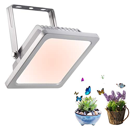Full Spectrum LED Grow Light, IP44 Waterproof Flood Light Plug and Play Plant Light, Warm White Growing Lamps for Hydroponics Herb Veg and Flower