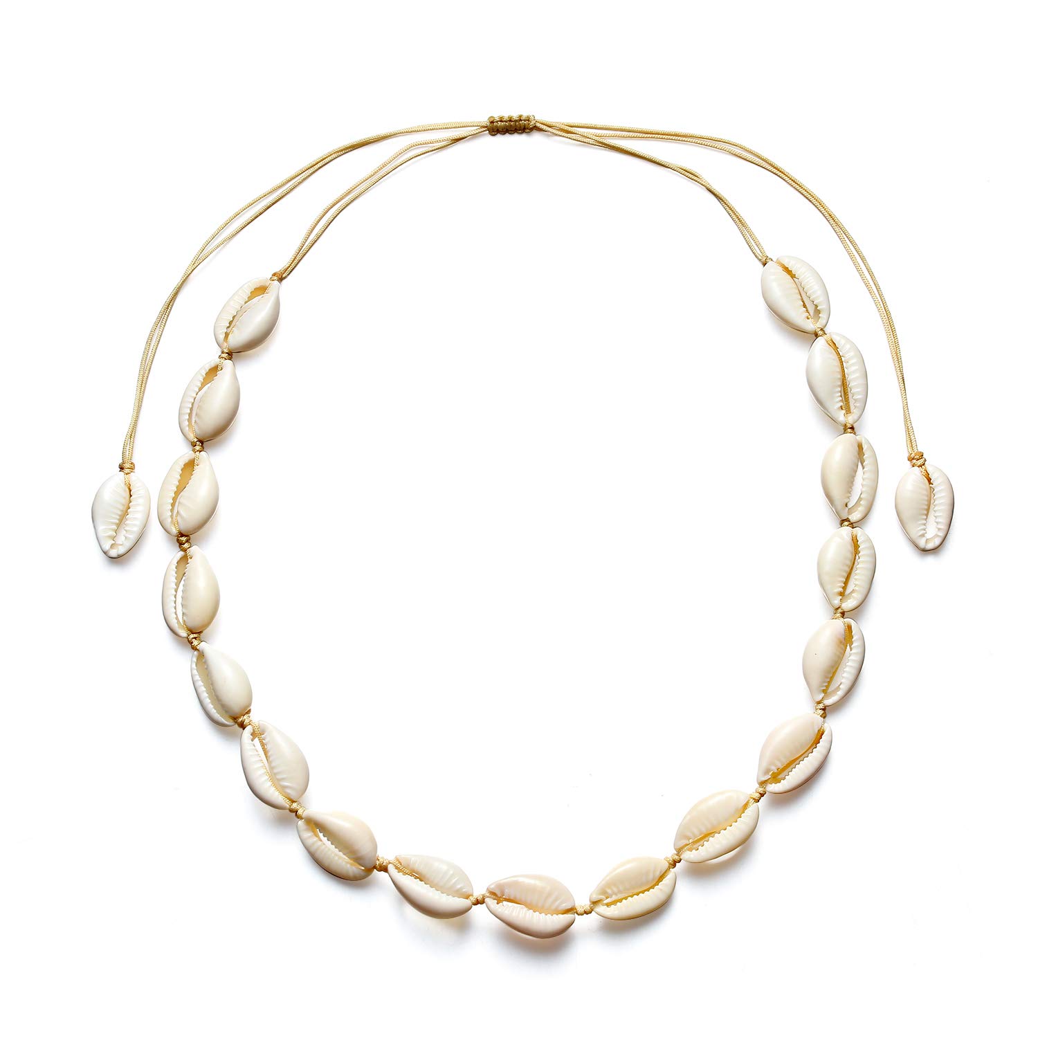 Shell Choker Necklace for Women Adjustable Cord Cowrie Boho Hawaii Beach Seashell Necklace Jewelry for Summer Beige