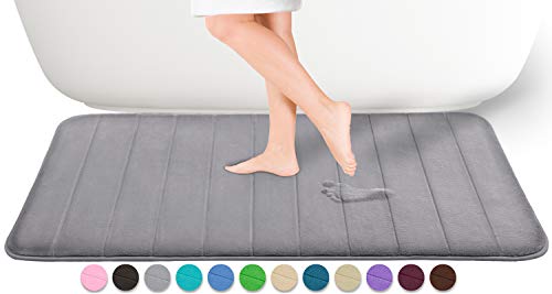 Book Cover Yimobra Memory Foam Bath Mat Large Size 44.1 x 24 Inches, Comfortable, Soft, Maximum Absorbent, Machine Wash, Non-Slip, Thick, Easier to Dry for Bathroom Floor Rug, Grey