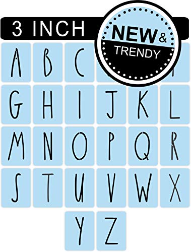 Rae Dunn Inspired Stencil Set, 3 Inch, Reusable Plastic, Full Alphabet