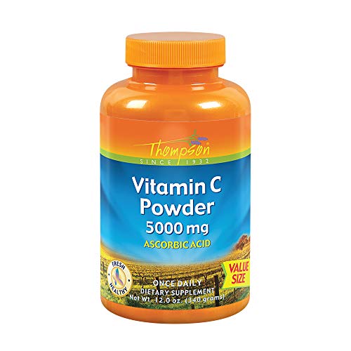 Thompson Vitamin C Powder | 5000mg | 100% Pure Ascorbic Acid | Immune Support & Antioxidant Supplement | No Fillers, No Excipients | 12 oz