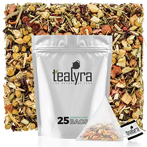 Tealyra - Healthy Edge - 25 Pyramids Bags - Detox - Immunity Booster - Weight Loss - Herbal Loose Leaf Tea Blend - Pu-Erh - Mate - Oolong Tea - Caffeine Low - All Natural - 25 Sachets