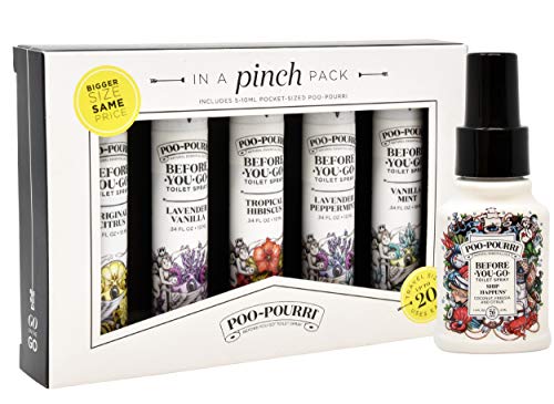 Book Cover Poo-Pourri In A Pinch Pack Toilet Spray Gift Set, 5 Pack 10 mL, and 1.4 Ounce Ship Happens Bottle