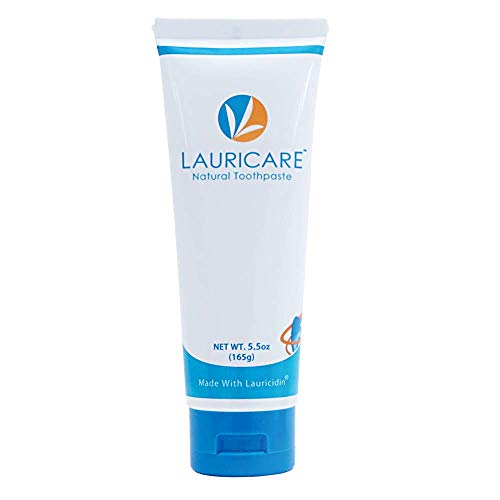 Lauricare Natural Toothpaste - CLEANS AND WHITENS TEETH NATURALLY - Plant-Based, No Fluoride, No Sulfates, No Gluten - Made with Lauricidin for Non Toxic, Oral Care Support 5.5oz Tube (1 Count)