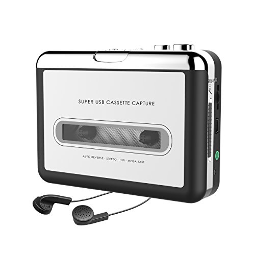 2019 Updated Cassette to MP3 Converter, USB Cassette Player from Tapes to MP3, Digital Files for Laptop PC and Mac with Headphones, from Walkman Tapes to Mp3 New Technology,Silver