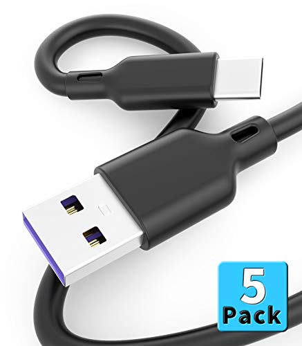 USB Type C Cable, 5Pack (1x1Ft 2x3Ft 2x6Ft) USB A to USB C Charger Cable, Fast Charging Cord Compatible with Samsung Galaxy S9 Note 9 8 S8 S10 Plus, Google Pixel XL 3, LG G7 thinQ V20, Moto Z, Z3