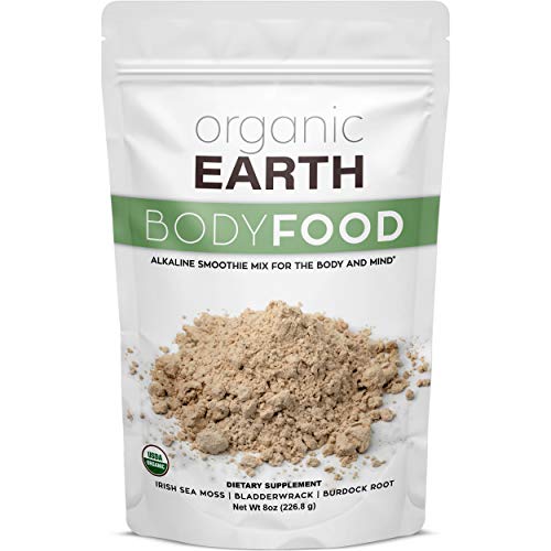 Organic Earth Irish Sea Moss Powder, Wildcrafted Irish Sea Moss Bladderwrack Plus Burdock Root Powder, USDA Certified Organic (8 Ounces)