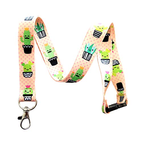 Cute Cactus Break Away Lanyard Key Chain Id Badge Holder