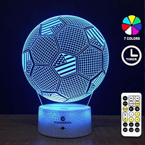 Easuntec Soccer Toys for Boys,Soccer Ball Night Light with Timing Remote Control & Smart Touch 7 Colors Kids Toys Age 5 6 7 8 9 10 Year Old Girl or Boy Gifts (Soccer)