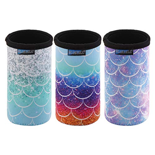 Bluecell Pack of 3 Neoprene Insulators Fish-Scale Pattern Can Sleeves Beer Coolies Fit for 12oz Slim Drink Beer Cans