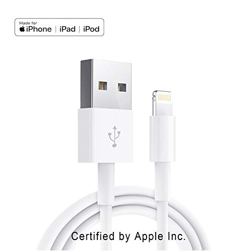Apple iPhone/iPad Charging/Charger Cord Lightning to USB Cable[Apple MFi Certified] Compatible iPhone X/8/7/6s/6/plus/5s/5c/SE,iPad Pro/Air/Mini,iPod Touch(White 1M/3.3FT) Original Certified
