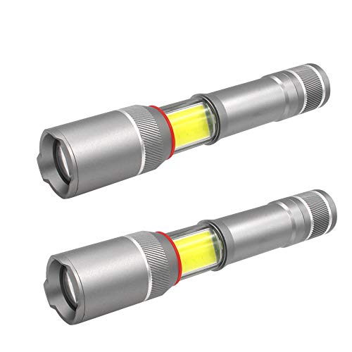 2 Pack LED Tactical Flashlight Military Grade 6 Modes Zoomable Ultra Bright Torch Magnetic Flashlights for Machanic Hurrican Camping