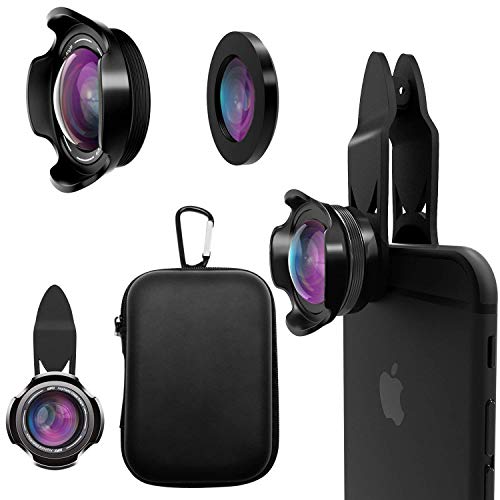 Book Cover Cell Phone Camera Lens Kit â€“ PINREK 4K HD 15X Macro 0.65X Wide Angle Phone Lens Kit with Travel Case, Compatible with iPhone X/XS/XR/8/7 Plus Samsung Pixel