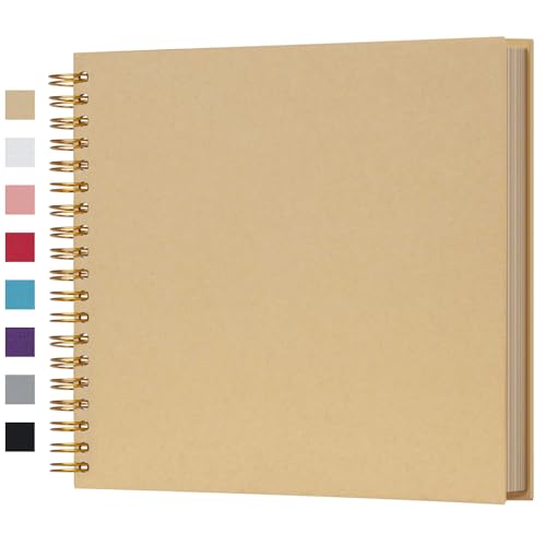 potricher 10 x 10 Inch DIY Scrapbook Photo Album 80 Pages Thick Kraft Blank Yellow Paper Memory Book for Wedding and Anniversary Family (Yellow, 10 Inch)