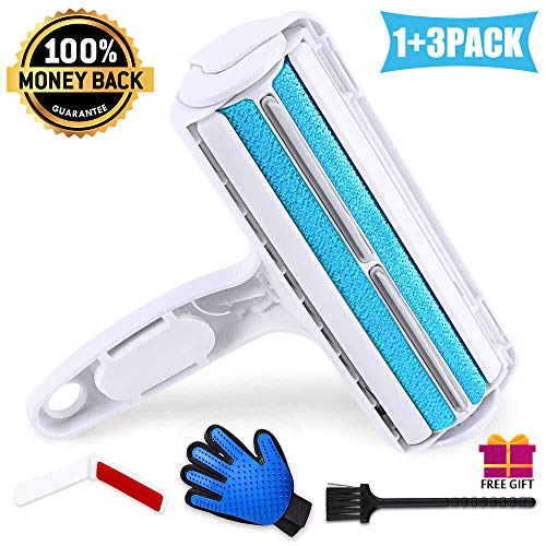 Best Pet Hair Remover Roller Dog&Cat Hair Lint Remover Reusable Cleaner Remove Hair from Furniture, Carpets, Bedding and More-Including Mini-Portable Lint Brush and Cleaning Brush and Glove