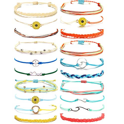 Summer Bracelets for Teen Girls Aesthetic Surfer Wave Adjustable Waterproof Handmade Bracelets Anklets for Women Men Girls Christmas Gifts