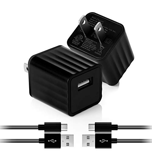 USB Wall Charger, 2.1A Phone Fast Charger Adapter Plug Cube with 6 ft Micro USB Cable,Android Charger for Most Android and Windows Phones,Tablet,Kindle,Nexus,Moto G5 and More-2 Pack