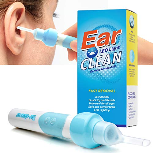 Ear Wax Removal Kit, Ear Cleaner, Electric Earwax Removal Tools for Adults and Kids Vacuum Ear Cleaners Soft Silicone Automatic Earwax Removal Kits with LED Light Powerful Suction for Easy Cleaning