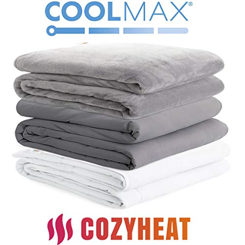 Zoning Blanket 2 Duvet Covers for Hot & Cold Sleeper Advance Nano-Ceramic Beads Deliver Durability & Silky Comfort (48x72 12lbs Grey/Grey)