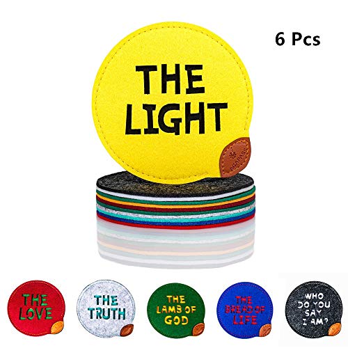 AGAPASS Coasters for Drinks Set of 6, Absorbent Felt Coasters Colorful Drink Mats with Carved Quotes, Premium Package, Perfect Housewarming Gift, Protects Furniture, Modern Design Coasters