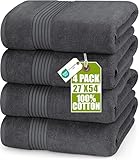 Utopia Towels 4 Pack Bath Towels Set, 27 by 54 Inches, 100% Ring Spun Cotton, Quick Dry, Highly Absorbent, Soft Feel Towels, Perfect for Daily Use, Grey