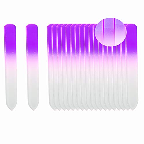 SIUSIO 20 pack Professional Czech Short Crystal Glass Baby Nail Files buffer Mini Manicure Kit Set Gradient Rainbow Color for Nail polishing - Best for Fingernail & Toenail Care(Purple)