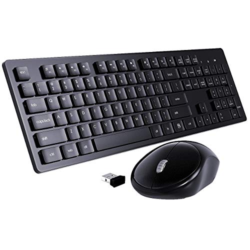 Wireless Keyboard and Mouse, TedGem 2.4G Full-Size Keyboard and Mouse Combo, 105 Keys for PC Desktops, Laptops & Windows (Black)