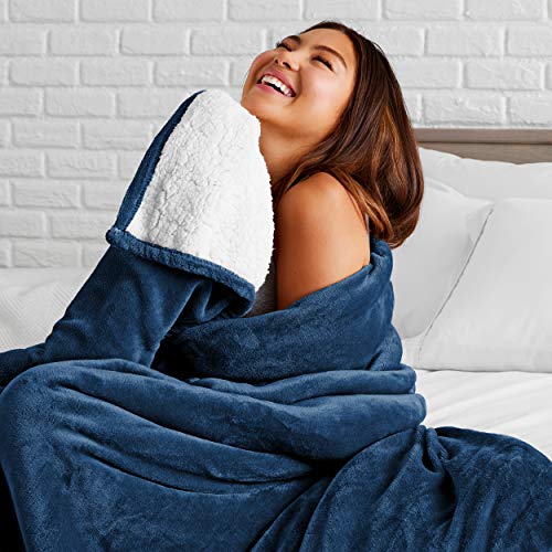 Book Cover Bare Home Sherpa Blanket Twin/Twin Extra Long - Fluffy & Soft Plush Bed Blanket - Hypoallergenic - Reversible - Lightweight (Twin/Twin XL, Grey)