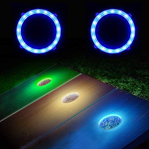 Mofeez Cornhole LED Lights Ultra Bright Cornhole Board Night Light for Family Backyard Bean Bag Toss Cornhole Game (6 in-Blue-Set of 2)