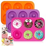 HEHALI 3pcs Donut Pan, Non-Stick Silicone Donut Mold, Bagel Doughnuts Pan for Baking in Clearance, Tray Measures 10x7 Inches