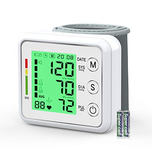Automatic Wrist Blood Pressure Monitor, IVKEY Blood Pressure Cuff with Large Backlight LCD Display-BP Monitor, BP Cuff for Detecting Irregular Heartbeat, 2*99 Memories, 2AAA and Carrying case Included