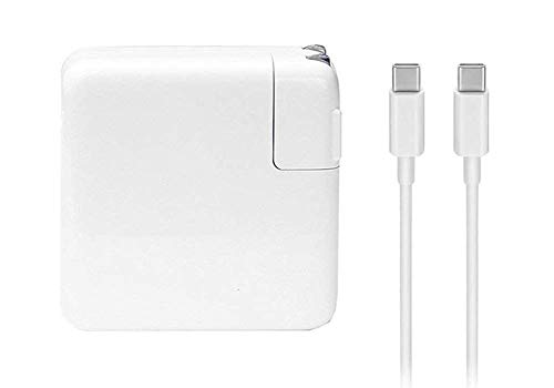 Book Cover 87W USB-C Power Adapter Charger, Compatible with MacBook pro 15 Inch 13 Inch with USB-C to USB-C Charge Cable Replacement USB-C AC Supply Charger (White)