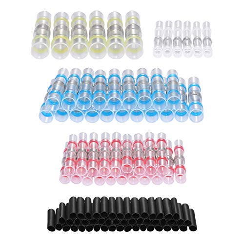 ORIA Solder Seal Wire Connector, 102pcs Heat Shrink Butt Connectors Terminals, Electrical Solder Butt Connectors, Insulated Waterproof Solder Connector Kit for Automotive, Marine Boat Trailer, Home