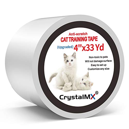 CrystalMX Anti-Scratch Cat Training Tape, Cat Scratching Deterrent Tape Clear Furniture Protector 4 Inches x 33 Yards