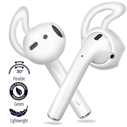 Book Cover FONY Apple Airpods Ear Hooks and Covers Anti-Slip Silicone Accessories Compatible with AirPods 1/2 or EarPods Headphones/Earbuds/Earphones (White 2 Pairs)