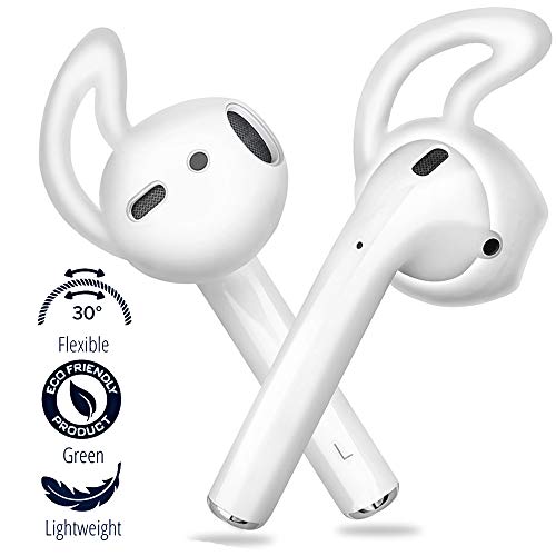 FONY Apple Airpods Ear Hooks and Covers Anti-Slip Silicone Accessories Compatible with AirPods 1/2 or EarPods Headphones/Earbuds/Earphones (White 2 Pairs)