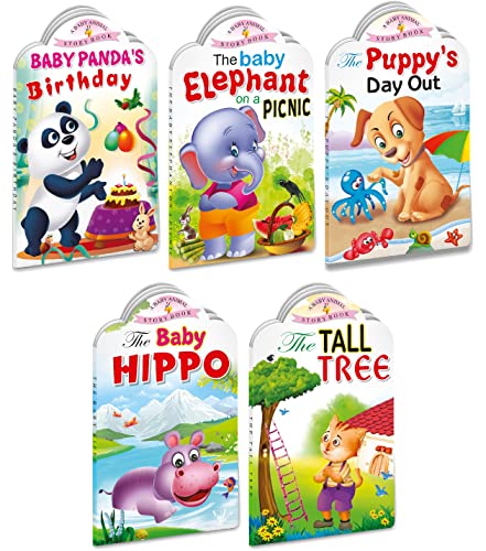Sawan Set of 5 story books Baby Animals Series (Baby Panda,Baby Elephant, Puppys day out , Baby Hippo & Tall Tree)
