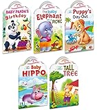 Manoj Publications Set Of 5 Story Books Baby Animals Series (Baby Panda,Baby Elephant, Puppys Day Out , Baby Hippo & Tall Tree)