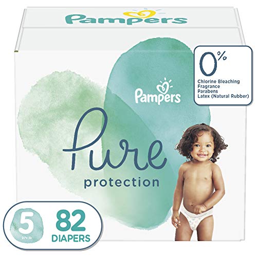 Diapers Size 5, 82 Count - Pampers Pure Protection Disposable Baby Diapers, Hypoallergenic and Unscented Protection, Enormous Pack (Old Version)