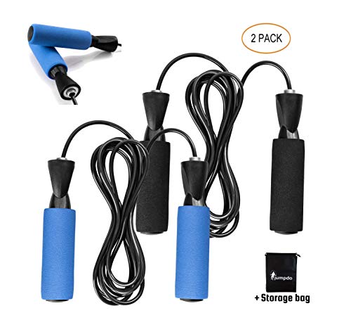 OKUSKY Hula Weighted Hoop with 2 Pack PVC Jump Rope for Men, Women - Lightweight Skipping Rope with Non-Slip Foam Handle - Perfect for Aerobic Exercises, Cardio Fitness, Workout, Boxing & More