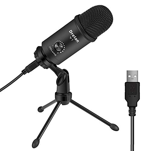USB Microphone, Condenser desktop Computer Mic 192KHZ/24BIT Plug & Play with Professional Sound Chipset, for PC Voice Recording,Podcasting,Skype,YouTube,Games,Google Voice Search