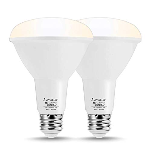 LOHAS BR30 Smart Light Bulb, E26 Medium Base LED Bulb, Flood Light Bulb Works with Siri, Alexa, Google Assistant, 10W(75W Equivalent) Daylight White 5000K Dimmable BR30 Bulb for Home Office, 2 Pack