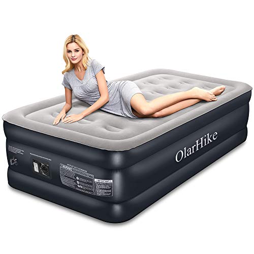 Book Cover Twin Air Mattress with Built-in Pump XL Size for Guests, Inflatable Double High Elevated Airbed with Comfortable Top, Raised 18